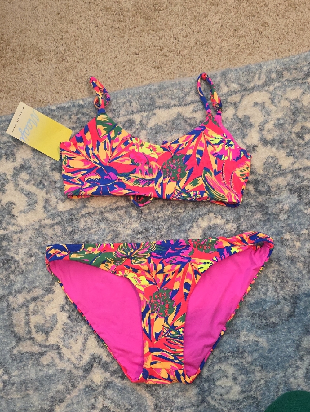 Maaji Neon Pink Tropical Print Bikini